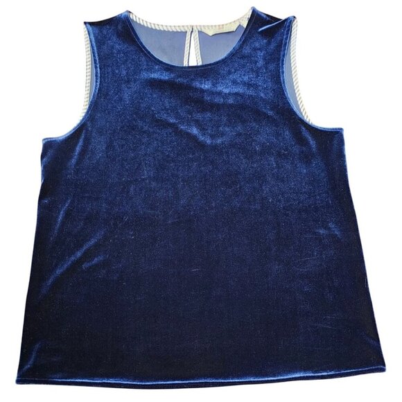 Vineyard Vines Womens Navy Blue Velvet Sleeveless Loose Fit Top Size S - Picture 1 of 7